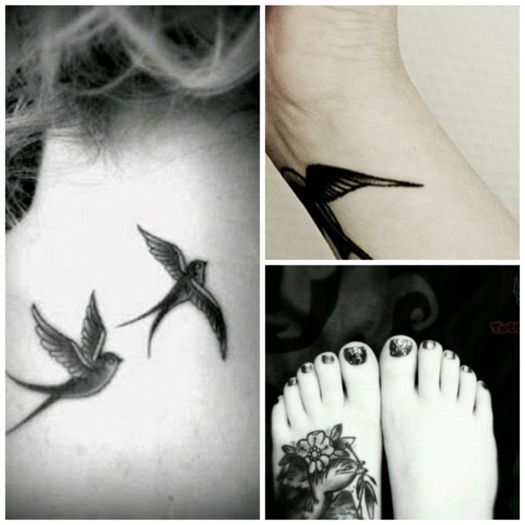 tatouage hirondelle cheville