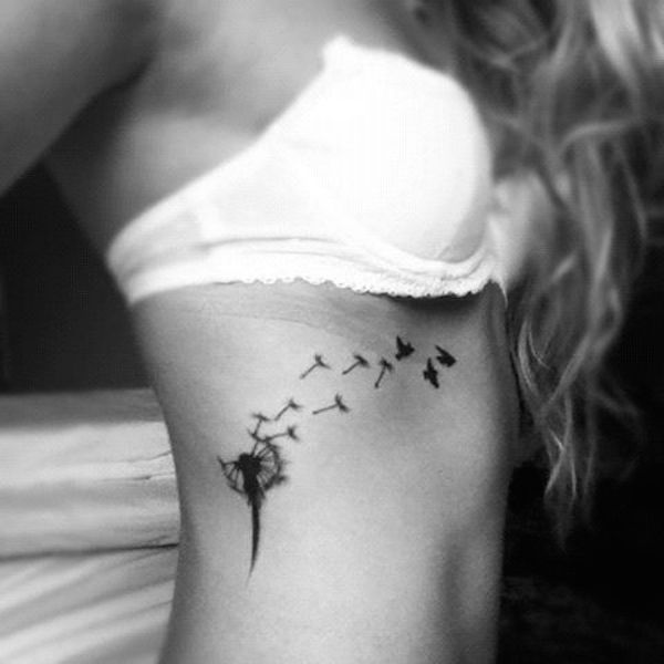 tatouage hirondelle pissenlit