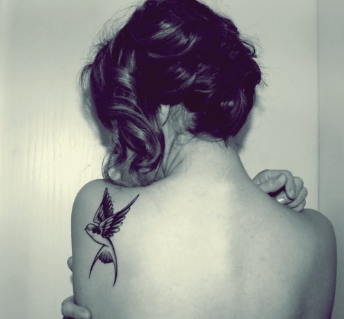 tatouage hirondelle plume