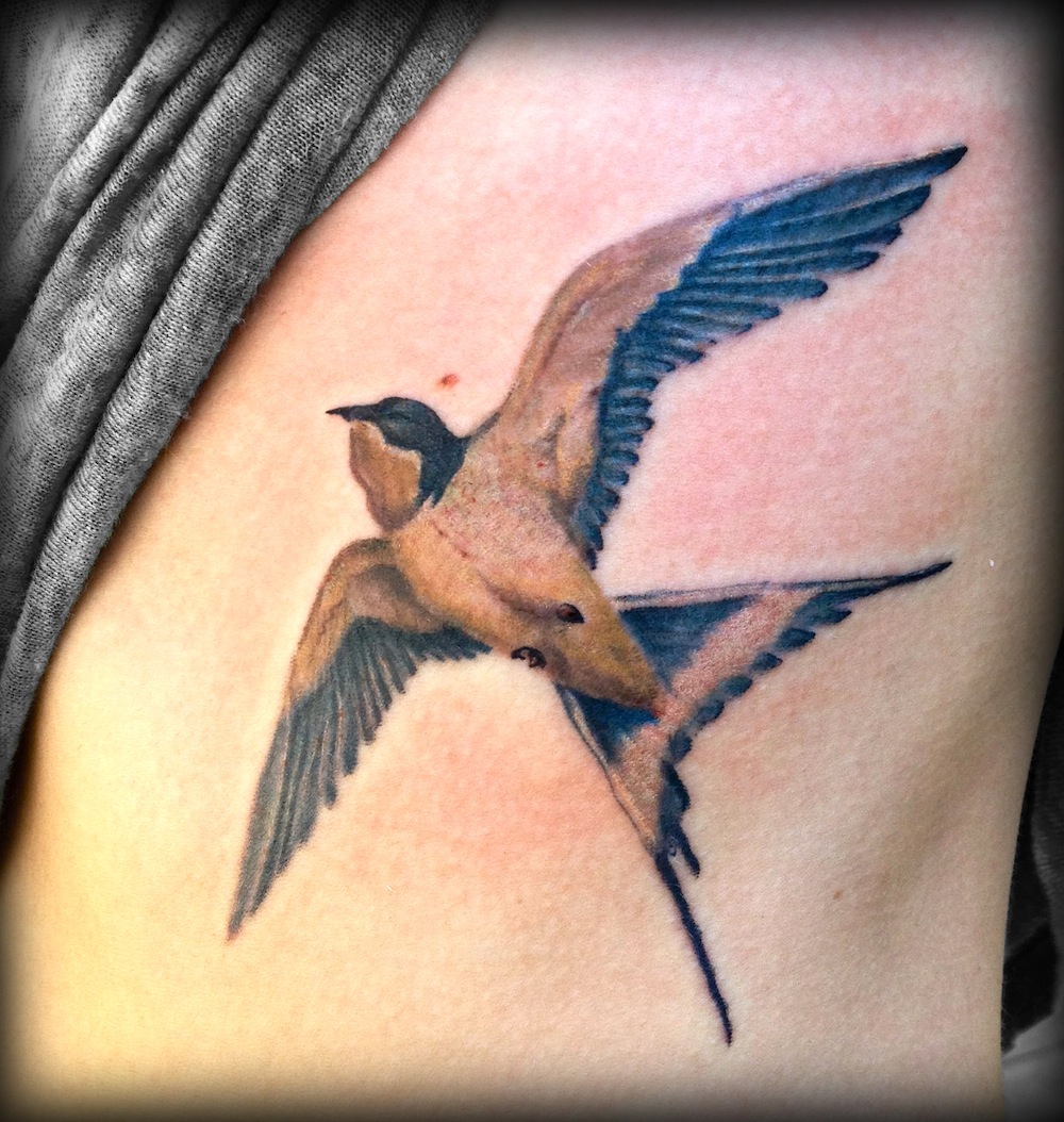 tatouage hirondelle réaliste