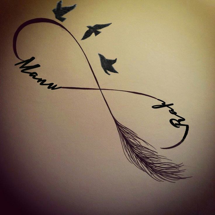 tatouage infini plume oiseau