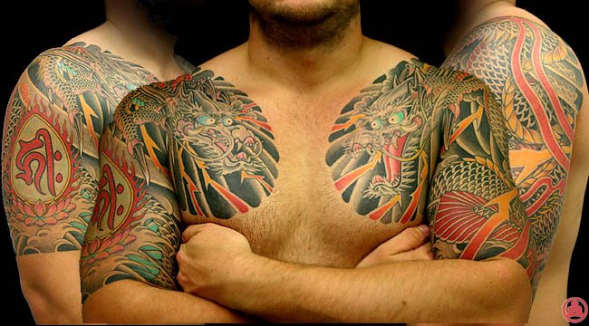 tatouage japonais dragon bras