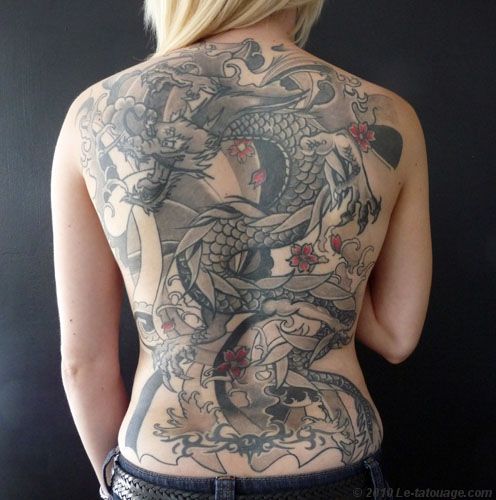 tatouage japonais gris