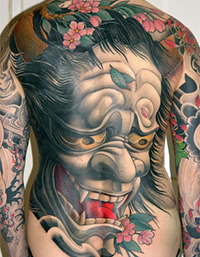 tatouage japonais masque