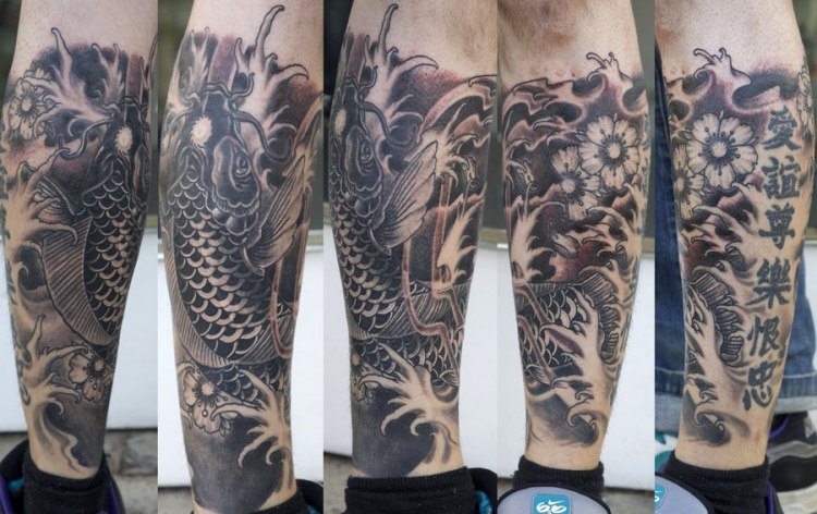tatouage japonais mollet