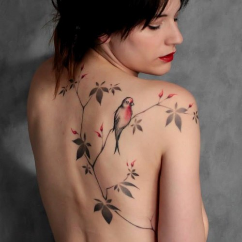 tatouage japonais oiseau