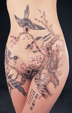 tatouage japonais oiseau
