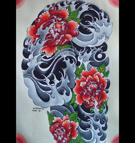 Tatouage japonais pivoine