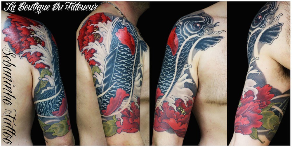 tatouage japonais pivoine
