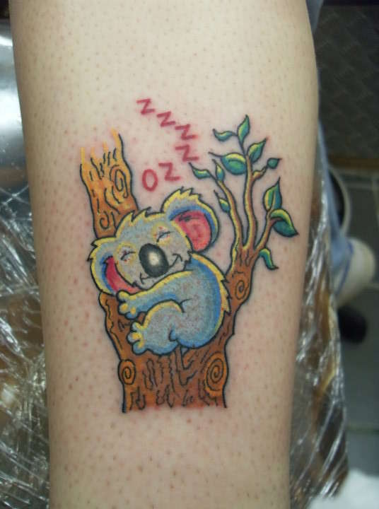 tatouage koala fleur