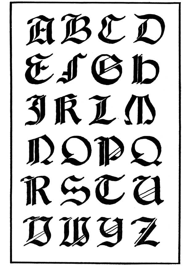 tatouage lettre alphabet gothique