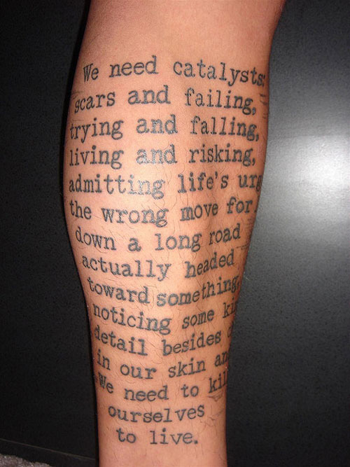 Tatouage mollet homme ecriture