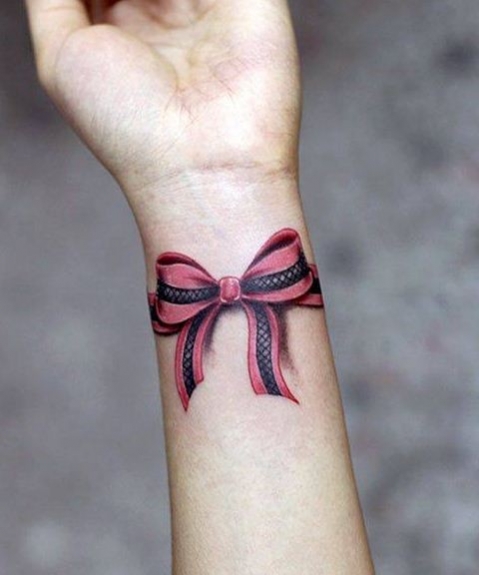 tatouage noeud ruban poignet