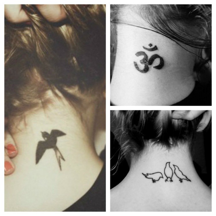 tatouage nuque femme oiseau