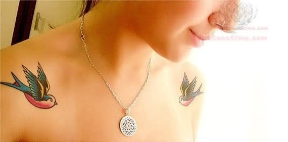 tatouage oiseau clavicule