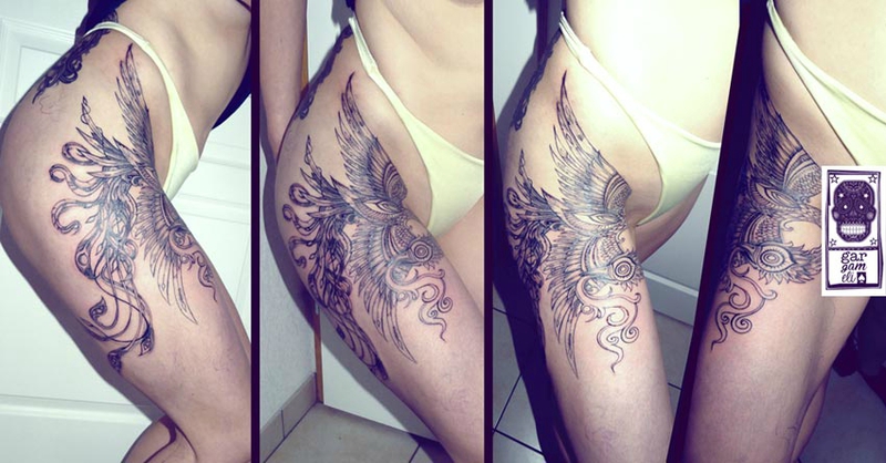 tatouage oiseau cuisse