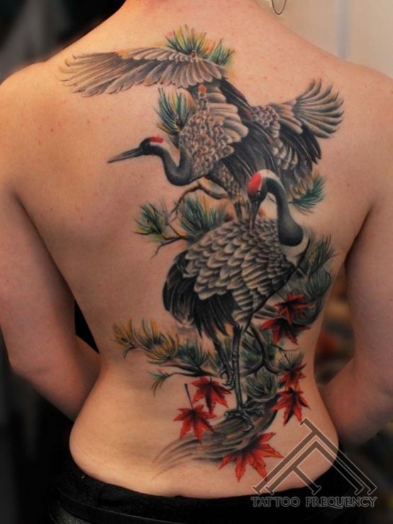tatouage oiseau grue