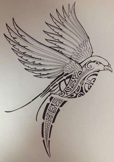 tatouage oiseau polynésien