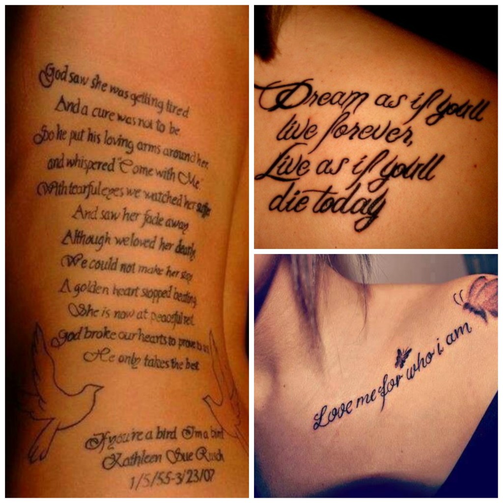 Tatouage phrase anglais vie