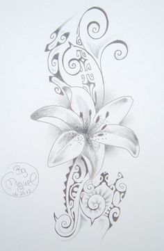 tatouage polynésien fleur de lys