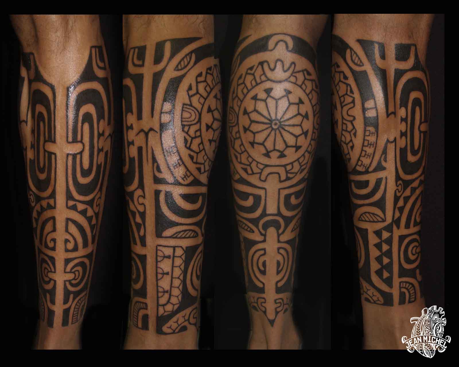 tatouage polynésien mollet