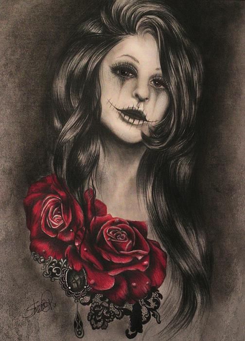tatouage rose noire gothique