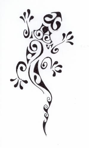 tatouage tribal lezard