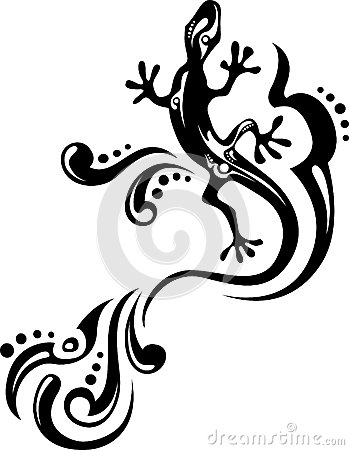tatouage tribal lezard