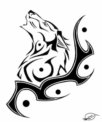 tatouage tribal loup