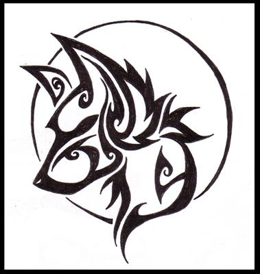 tatouage tribal loup
