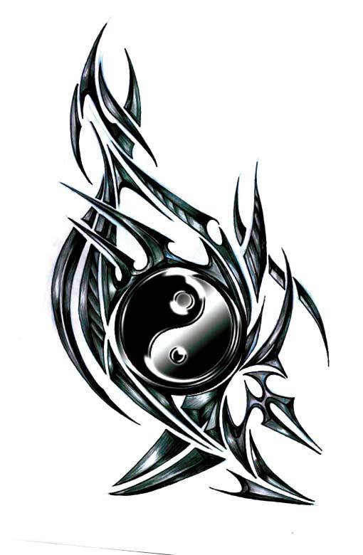tatouage tribal ying yang