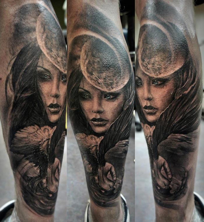 Tatouage visage ange et démon