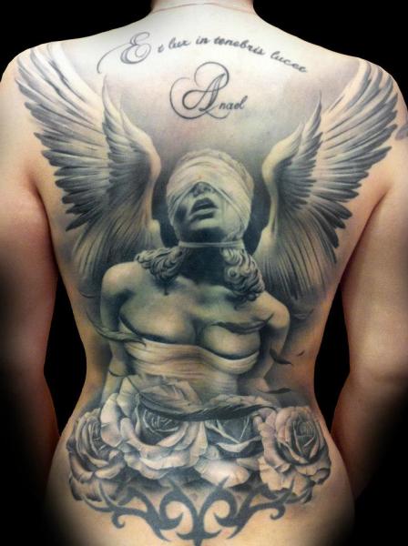 tatouage visage ange et démon