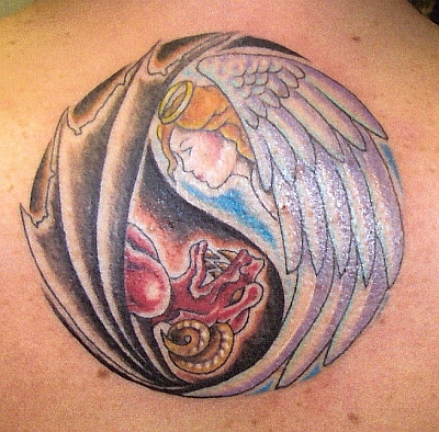 tatouage yin yang ange démon