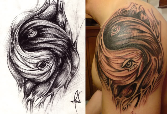 tatouage yin yang ange démon